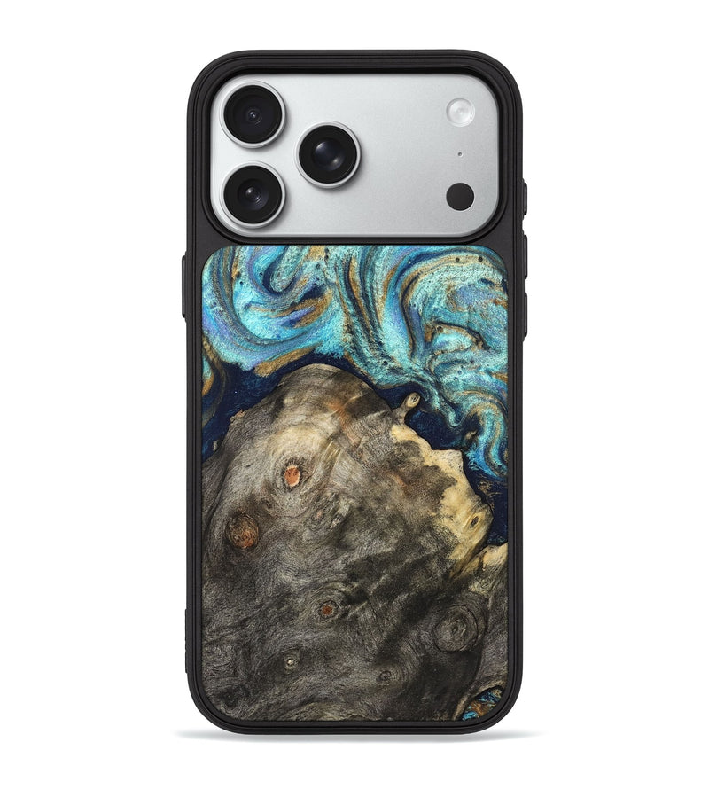 iPhone 18 Pro Max Wood Phone Case - Ayaan (Teal & Gold, 831753)