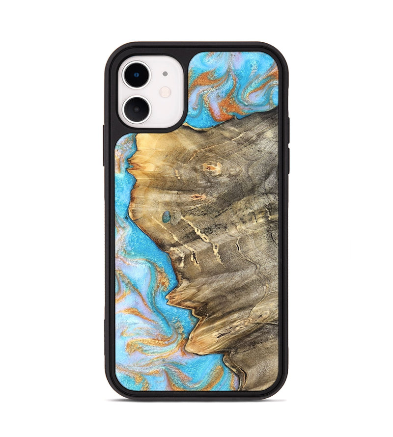 iPhone 11 Wood Phone Case - Adele (Teal & Gold, 831754)