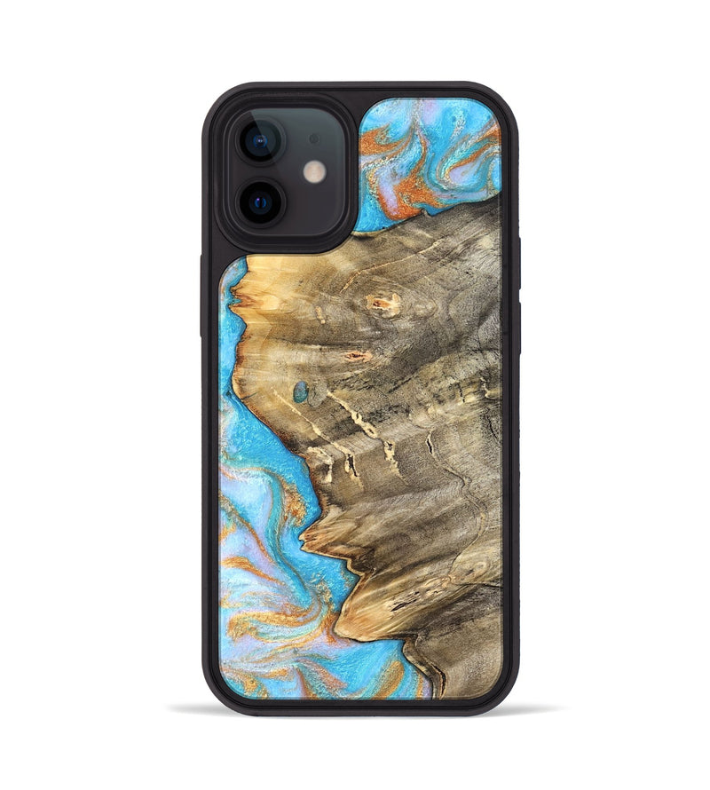 iPhone 12 Wood Phone Case - Adele (Teal & Gold, 831754)