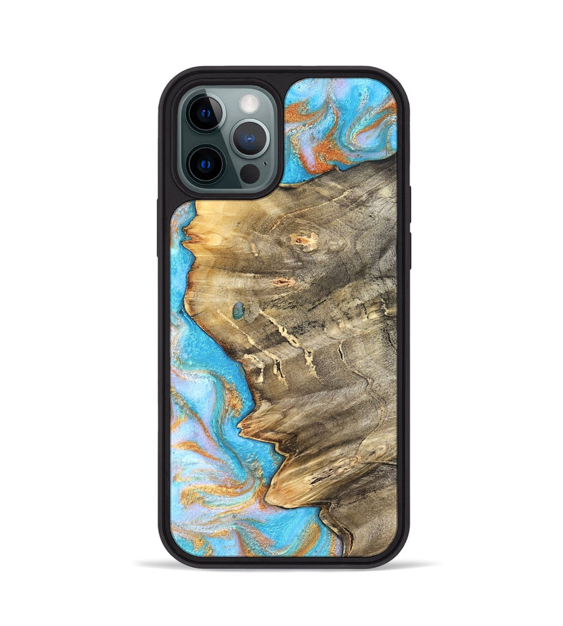 iPhone 12 Pro Wood Phone Case - Adele (Teal & Gold, 831754)