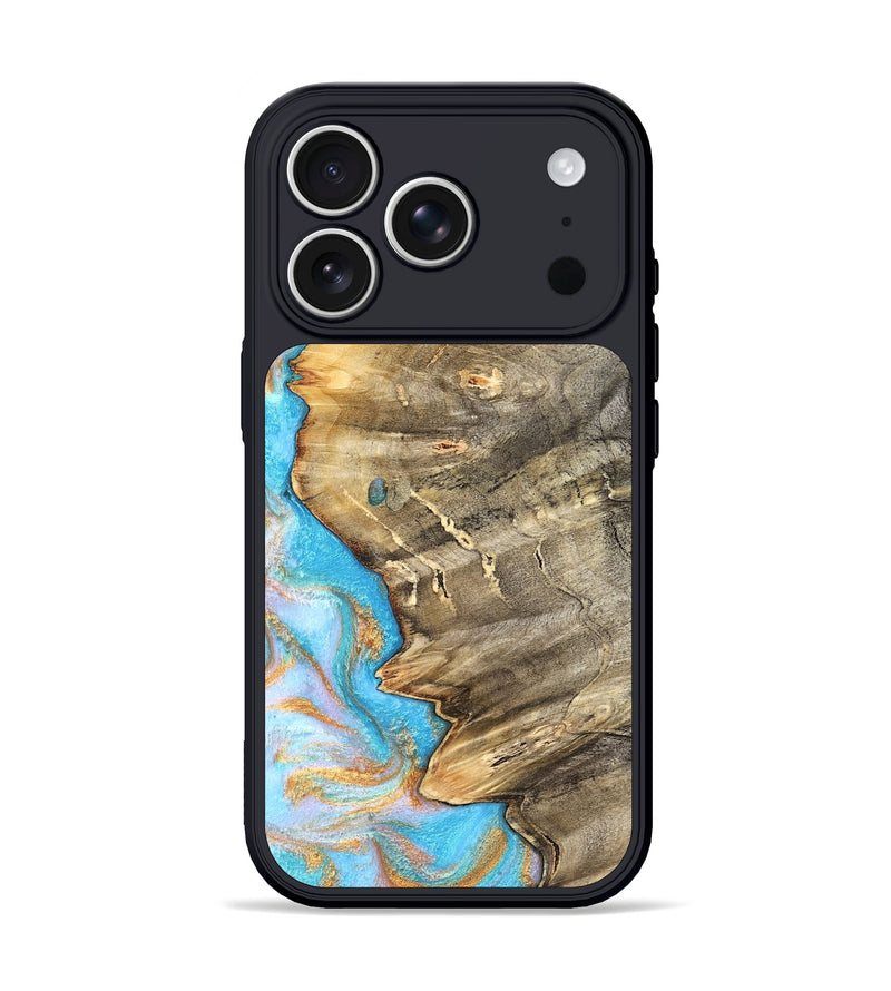 iPhone 17 Pro Wood Phone Case - Adele (Teal & Gold, 831754)