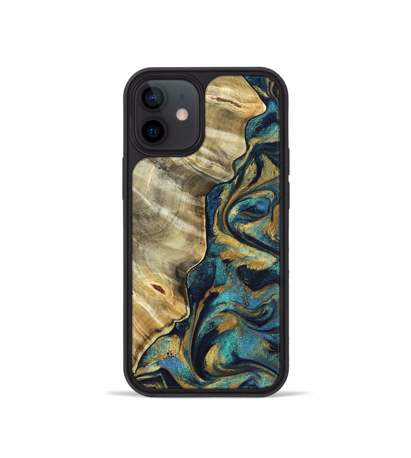 iPhone 12 mini Wood Phone Case - Jerry (Teal & Gold, 831755)