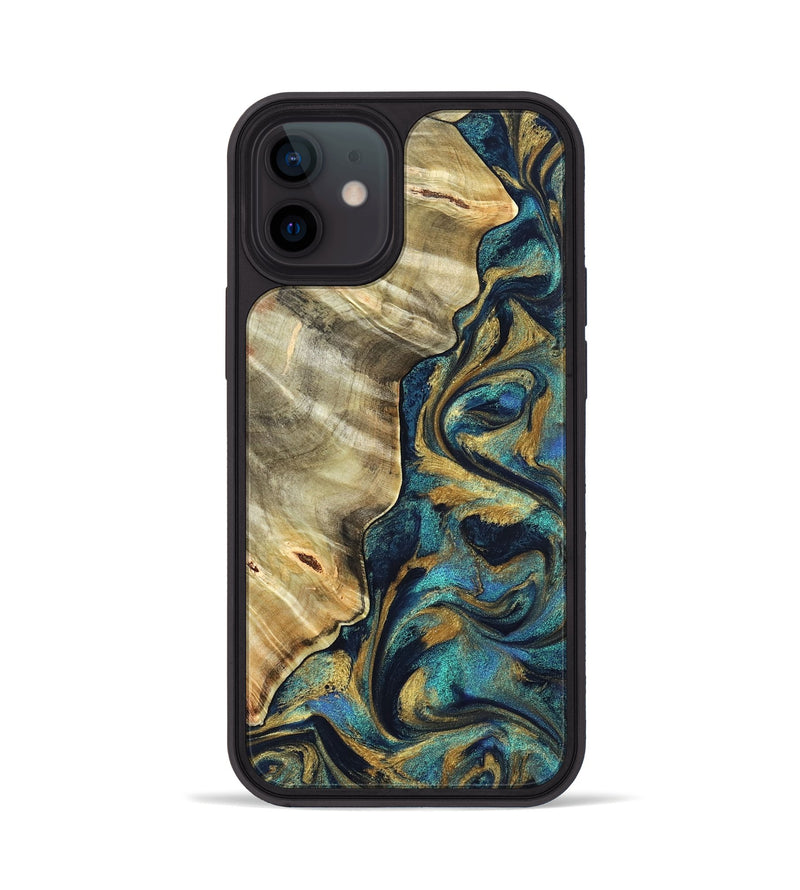 iPhone 12 Wood Phone Case - Jerry (Teal & Gold, 831755)