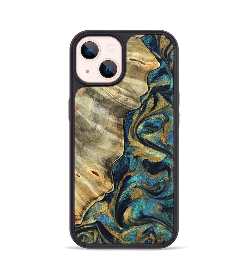 iPhone 14 Wood Phone Case - Jerry (Teal & Gold, 831755)