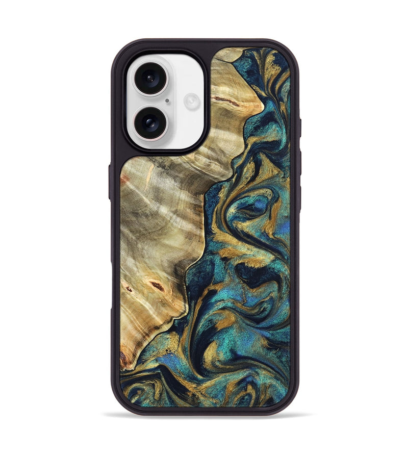 iPhone 17 Wood Phone Case - Jerry (Teal & Gold, 831755)