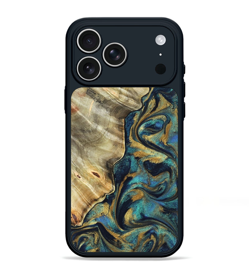 iPhone 17 Pro Max Wood Phone Case - Jerry (Teal & Gold, 831755)