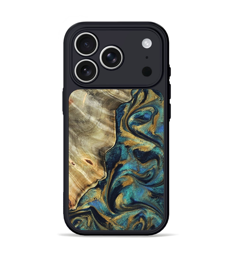iPhone 17 Pro Wood Phone Case - Jerry (Teal & Gold, 831755)