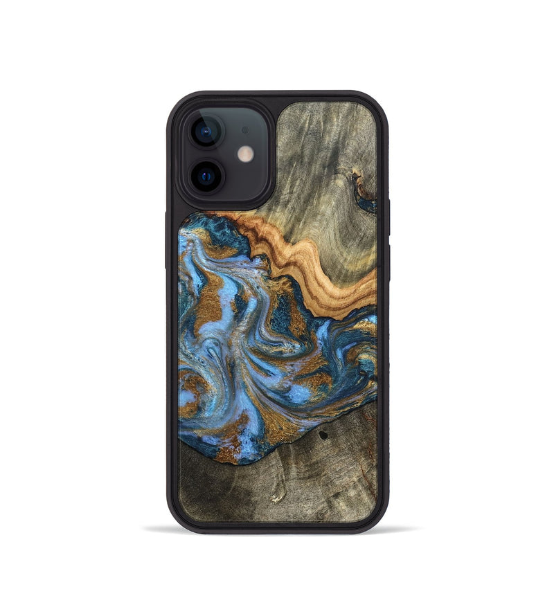 iPhone 12 mini Wood Phone Case - Kassie (Teal & Gold, 831756)
