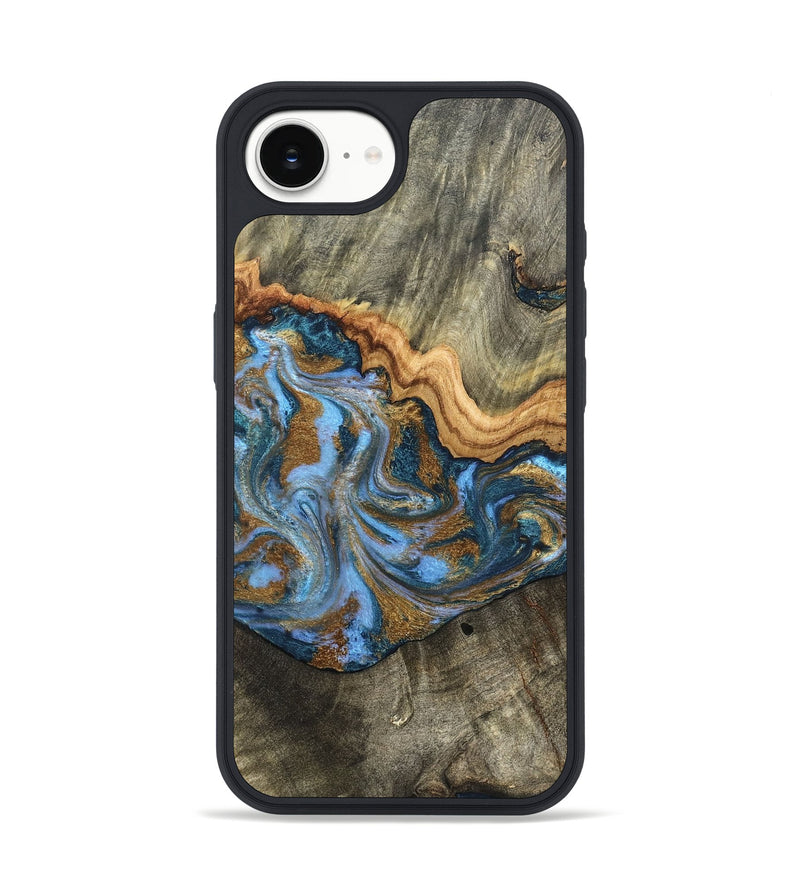 iPhone 16e Wood Phone Case - Kassie (Teal & Gold, 831756)
