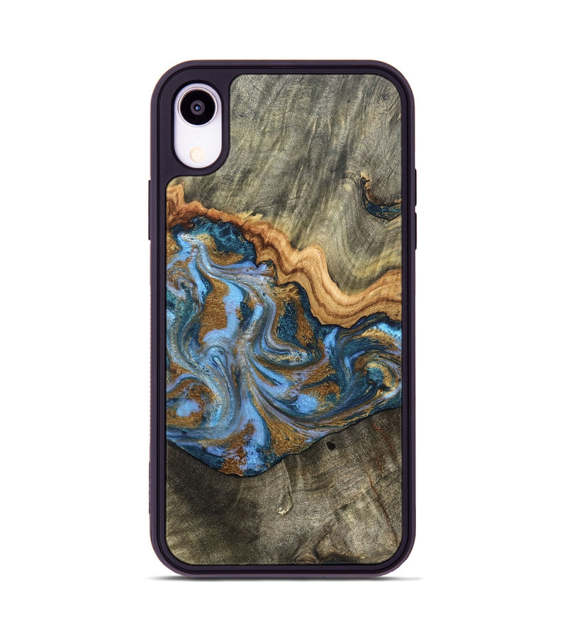 iPhone Xr Wood Phone Case - Kassie (Teal & Gold, 831756)