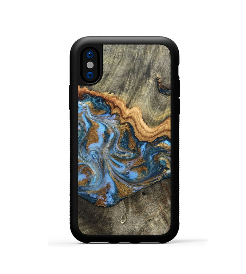 iPhone Xs Wood Phone Case - Kassie (Teal & Gold, 831756)