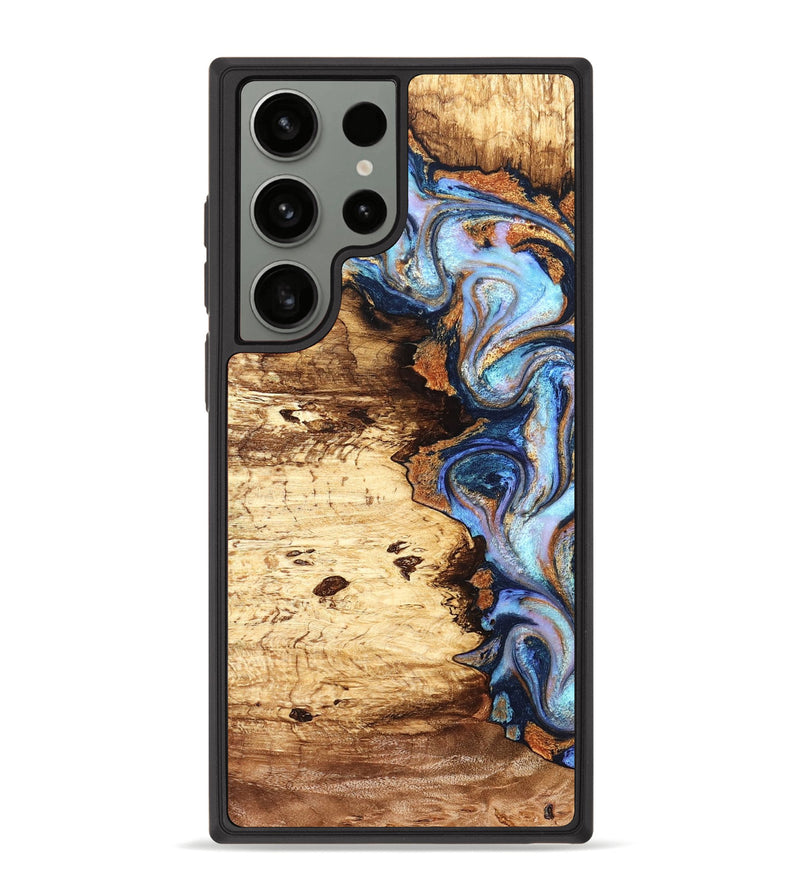 Galaxy S23 Ultra Wood Phone Case - Irwin (Teal & Gold, 831757)
