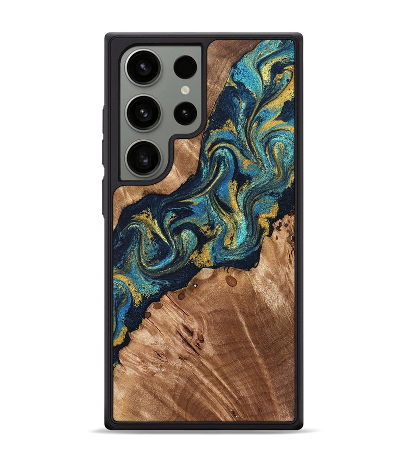 Galaxy S24 Ultra Wood Phone Case - Erwin (Teal & Gold, 831758)