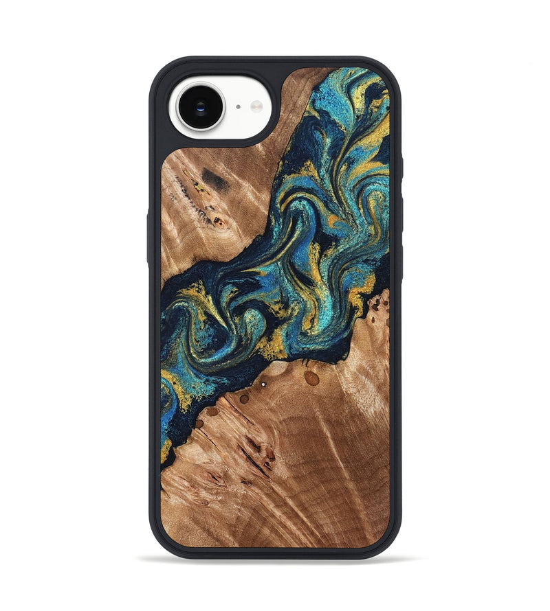 iPhone 16e Wood Phone Case - Erwin (Teal & Gold, 831758)