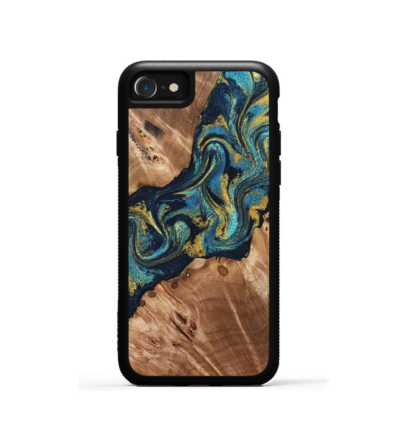 iPhone SE Wood Phone Case - Erwin (Teal & Gold, 831758)