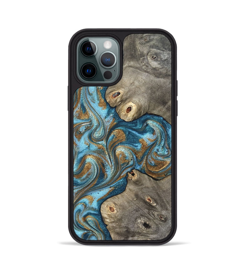 iPhone 12 Pro Wood Phone Case - Lindsay (Teal & Gold, 831759)
