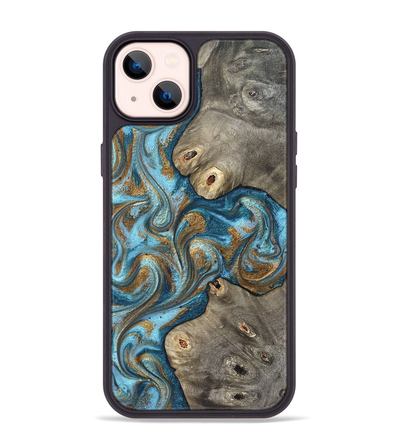iPhone 14 Plus Wood Phone Case - Lindsay (Teal & Gold, 831759)