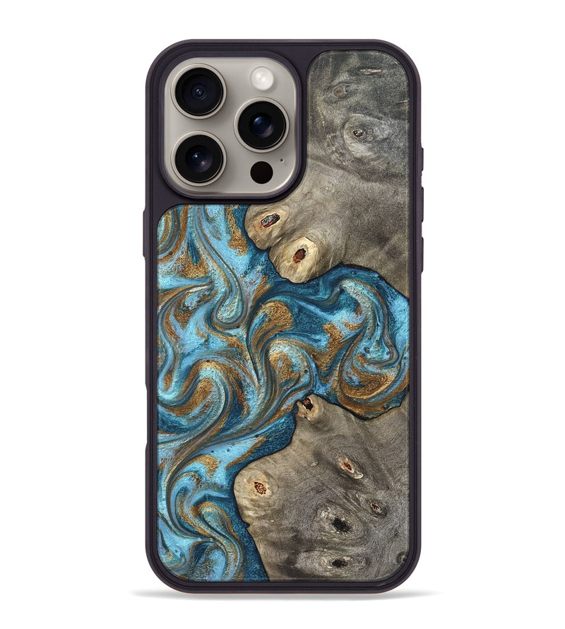iPhone 16 Pro Max Wood Phone Case - Lindsay (Teal & Gold, 831759)