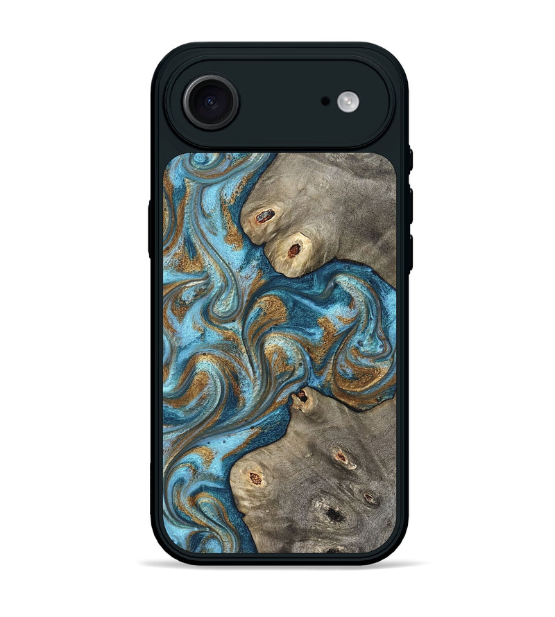 iPhone 17 Air Wood Phone Case - Lindsay (Teal & Gold, 831759)
