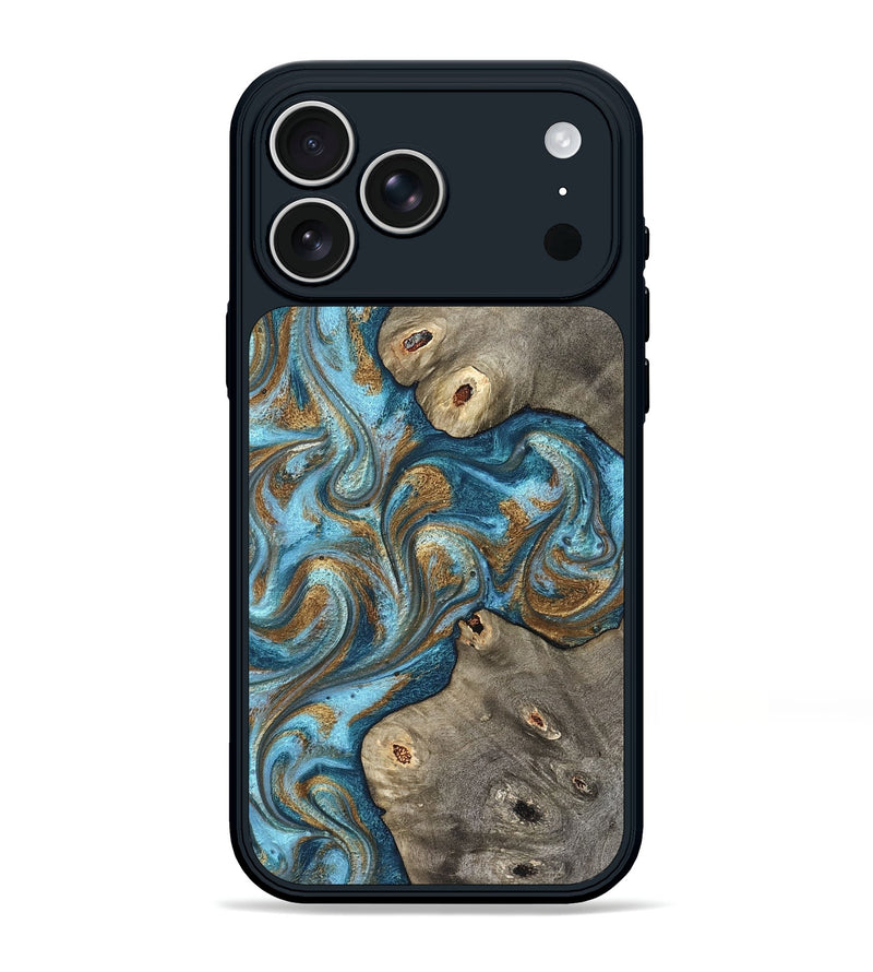 iPhone 17 Pro Max Wood Phone Case - Lindsay (Teal & Gold, 831759)