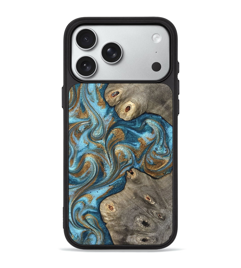iPhone 18 Pro Max Wood Phone Case - Lindsay (Teal & Gold, 831759)