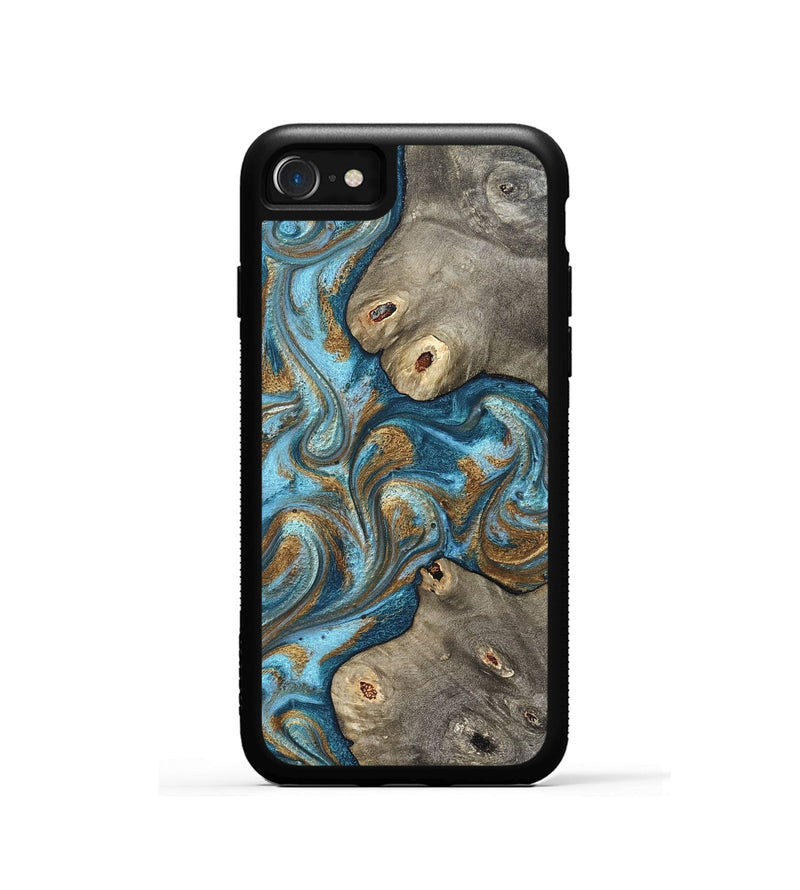 iPhone SE Wood Phone Case - Lindsay (Teal & Gold, 831759)