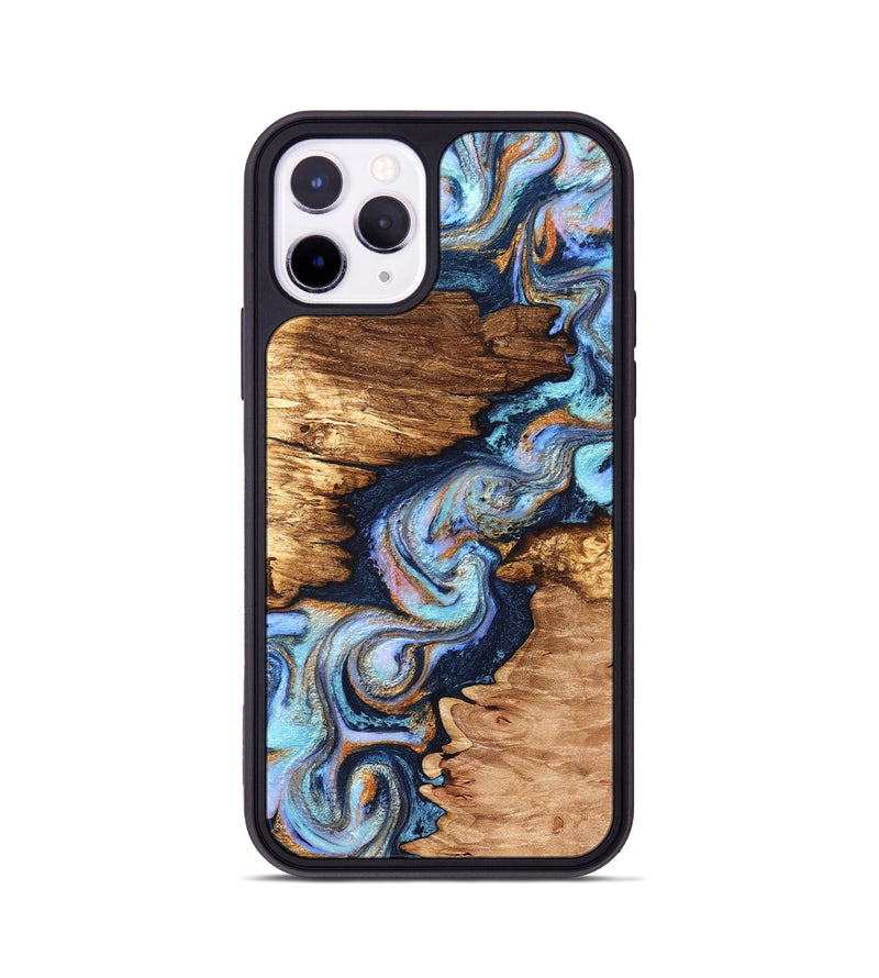 iPhone 11 Pro Wood Phone Case - Brady (Teal & Gold, 831760)
