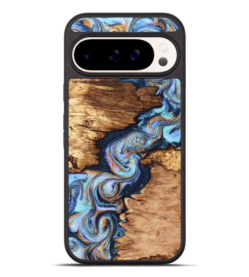Pixel 9 Pro XL Wood Phone Case - Brady (Teal & Gold, 831760)