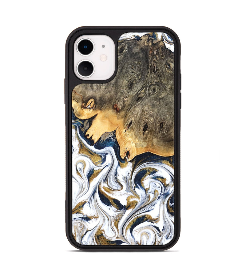 iPhone 11 Wood Phone Case - Angelia (Teal & Gold, 831761)