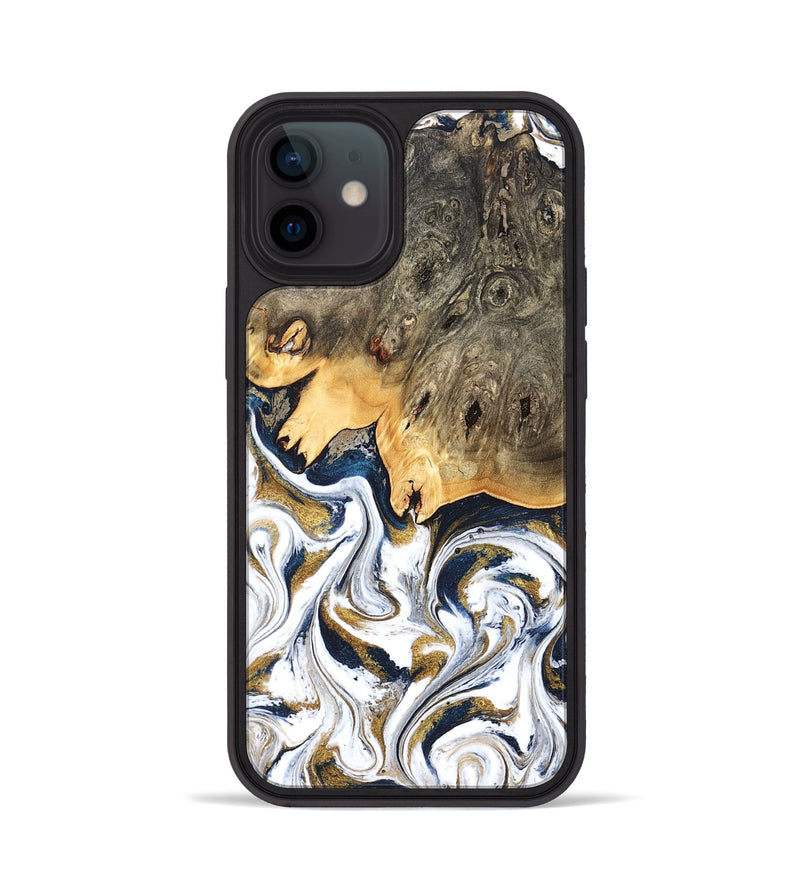 iPhone 12 Wood Phone Case - Angelia (Teal & Gold, 831761)
