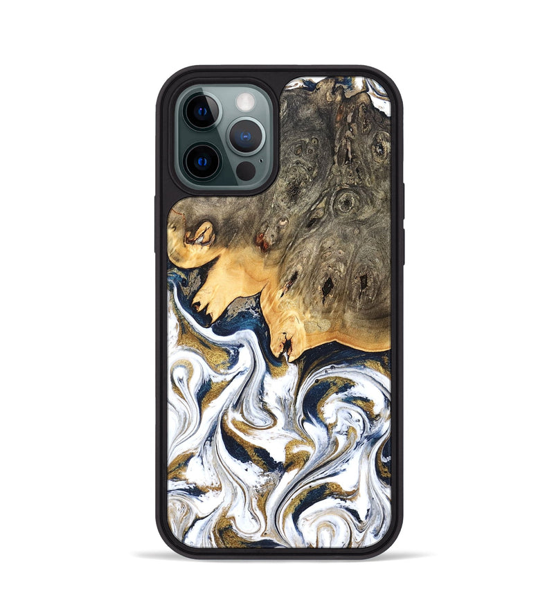 iPhone 12 Pro Wood Phone Case - Angelia (Teal & Gold, 831761)