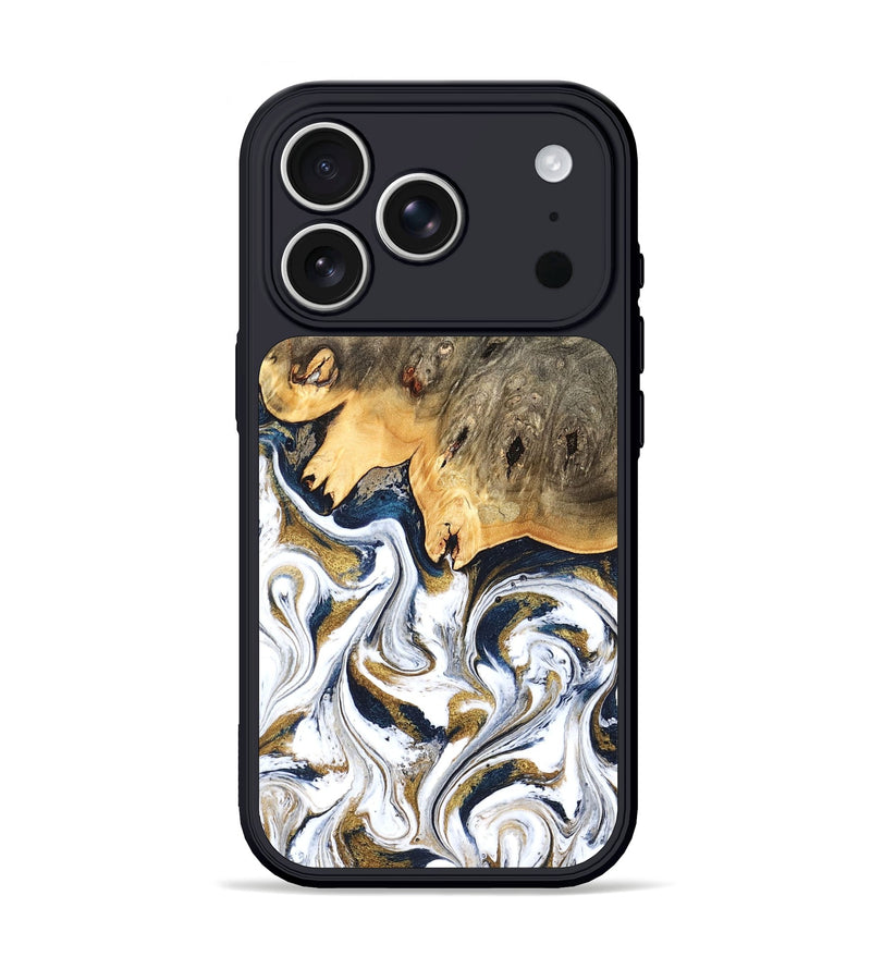 iPhone 17 Pro Wood Phone Case - Angelia (Teal & Gold, 831761)