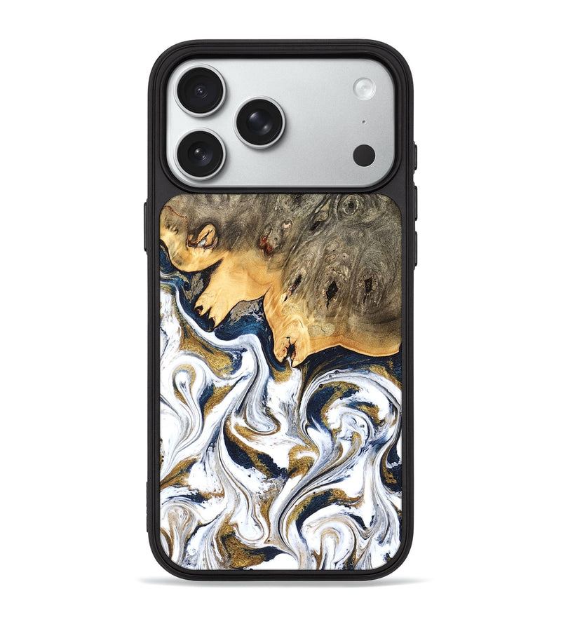 iPhone 18 Pro Max Wood Phone Case - Angelia (Teal & Gold, 831761)