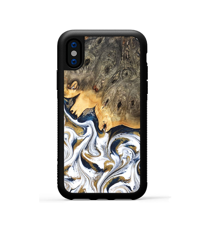 iPhone Xs Wood Phone Case - Angelia (Teal & Gold, 831761)