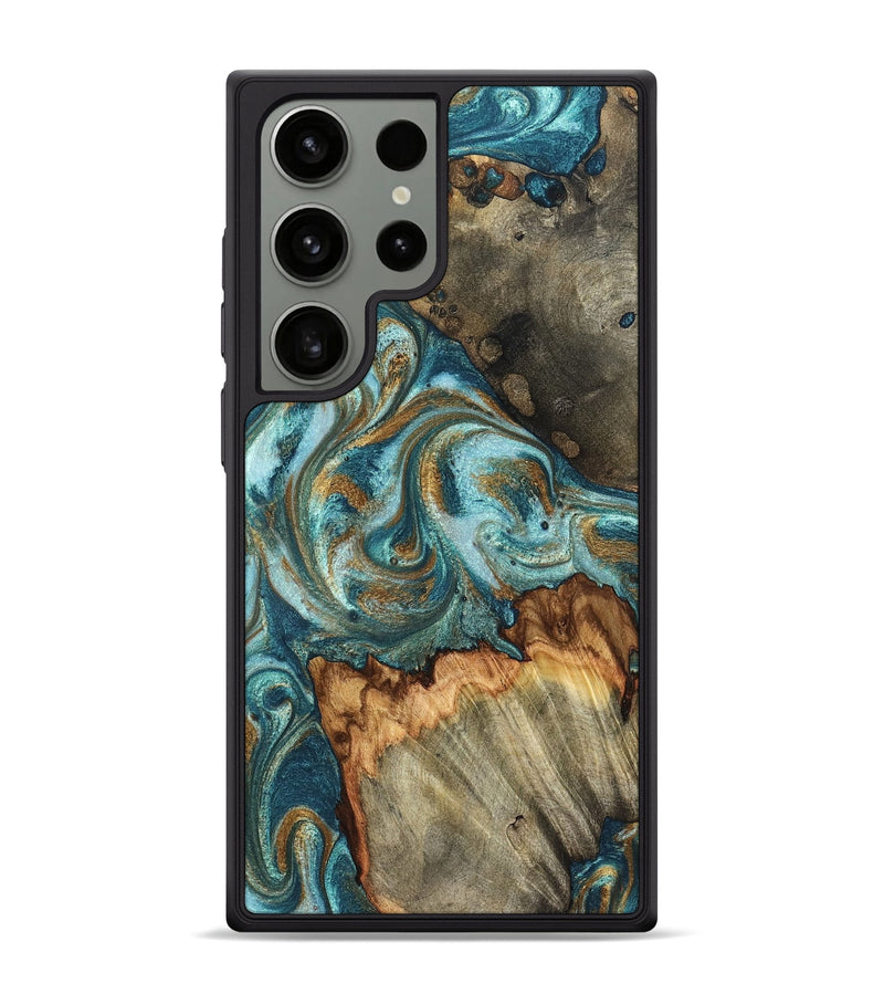 Galaxy S24 Ultra Wood Phone Case - Beckett (Teal & Gold, 831763)