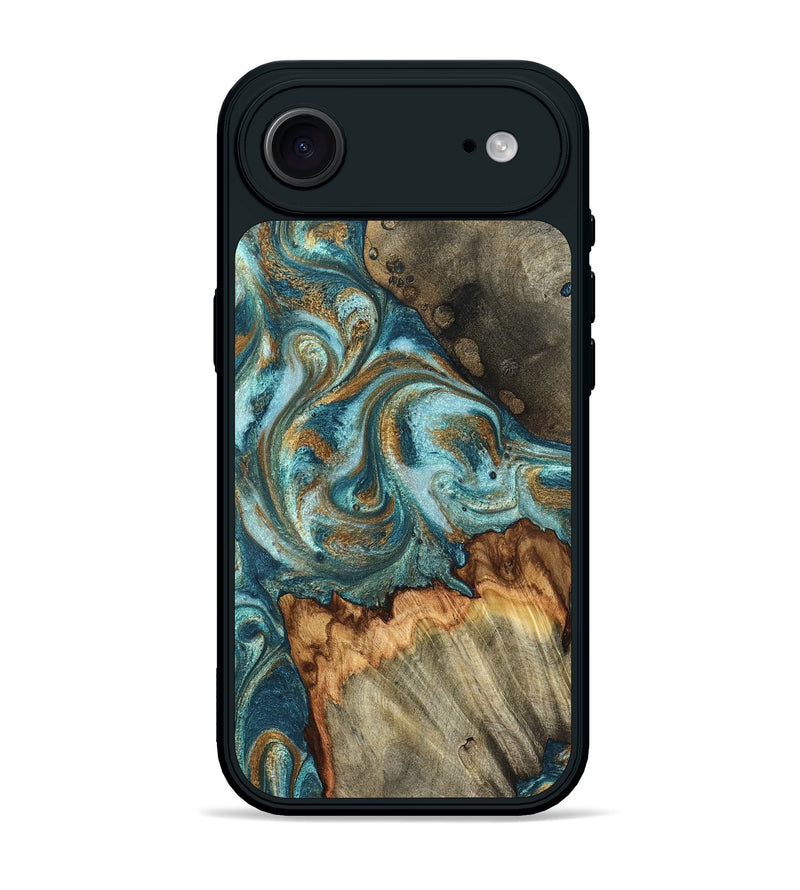 iPhone 17 Air Wood Phone Case - Beckett (Teal & Gold, 831763)