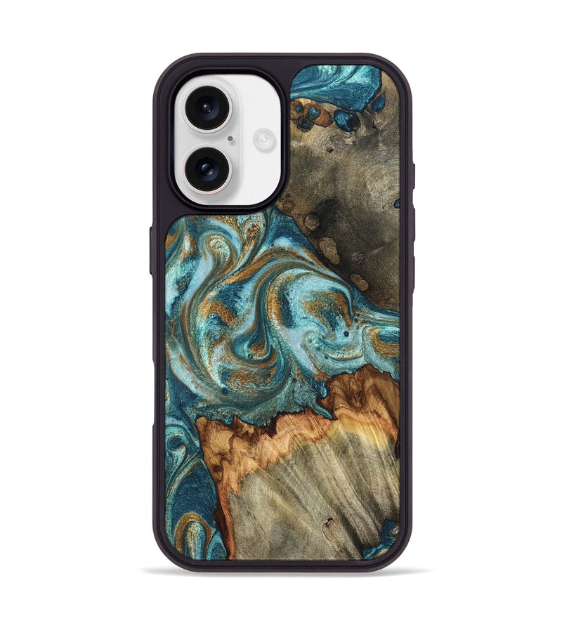 iPhone 17 Wood Phone Case - Beckett (Teal & Gold, 831763)