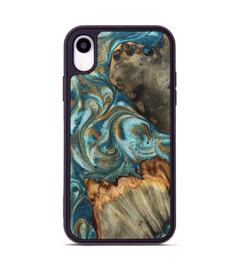 iPhone Xr Wood Phone Case - Beckett (Teal & Gold, 831763)