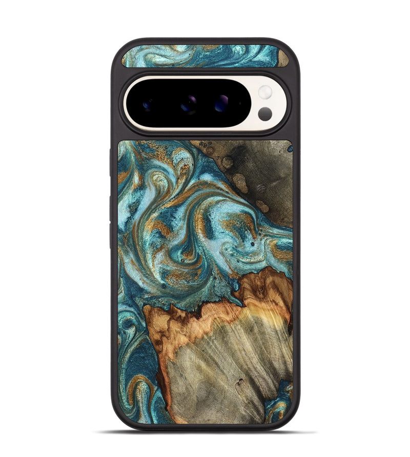 Pixel 9 Pro Wood Phone Case - Beckett (Teal & Gold, 831763)