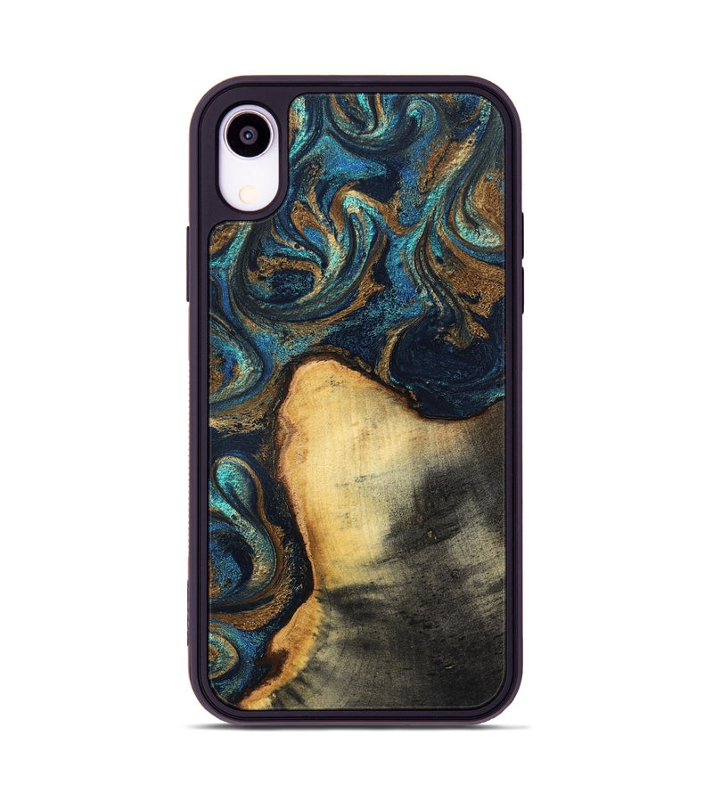 iPhone Xr Wood Phone Case - Macie (Teal & Gold, 831764)