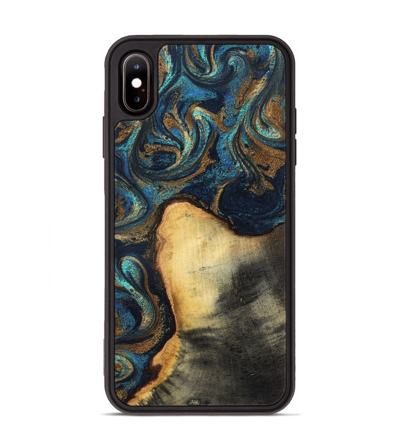 iPhone Xs Max Wood Phone Case - Macie (Teal & Gold, 831764)