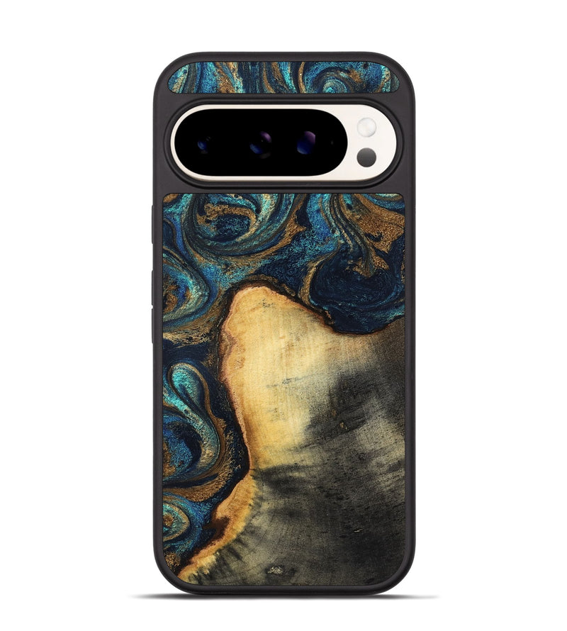 Pixel 9 Wood Phone Case - Macie (Teal & Gold, 831764)