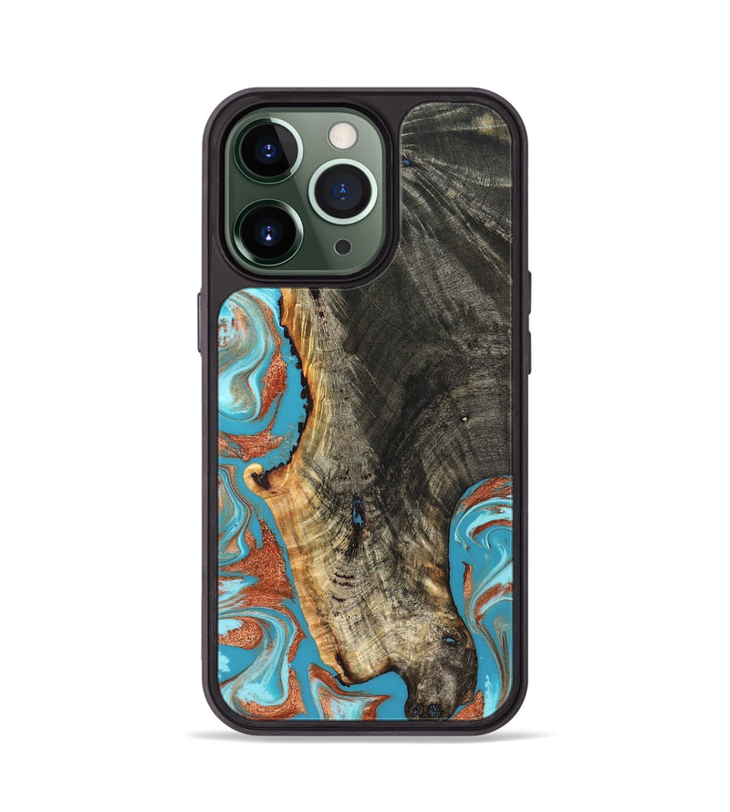 iPhone 13 Pro Wood Phone Case - Bettie (Teal & Gold, 831765)