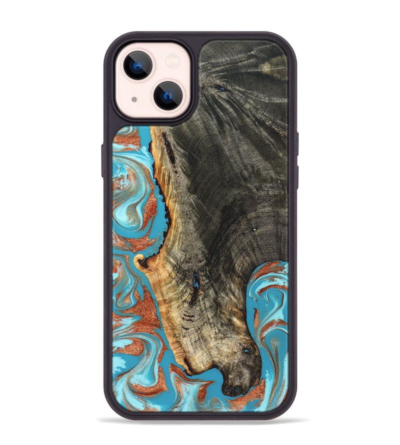 iPhone 14 Plus Wood Phone Case - Bettie (Teal & Gold, 831765)