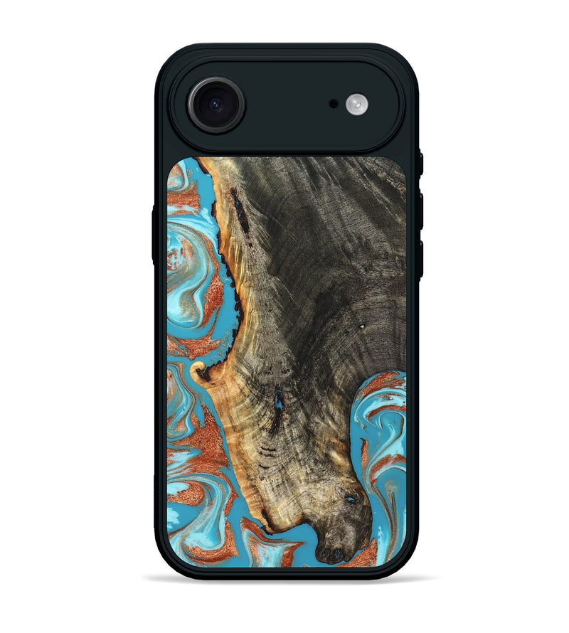 iPhone 17 Air Wood Phone Case - Bettie (Teal & Gold, 831765)