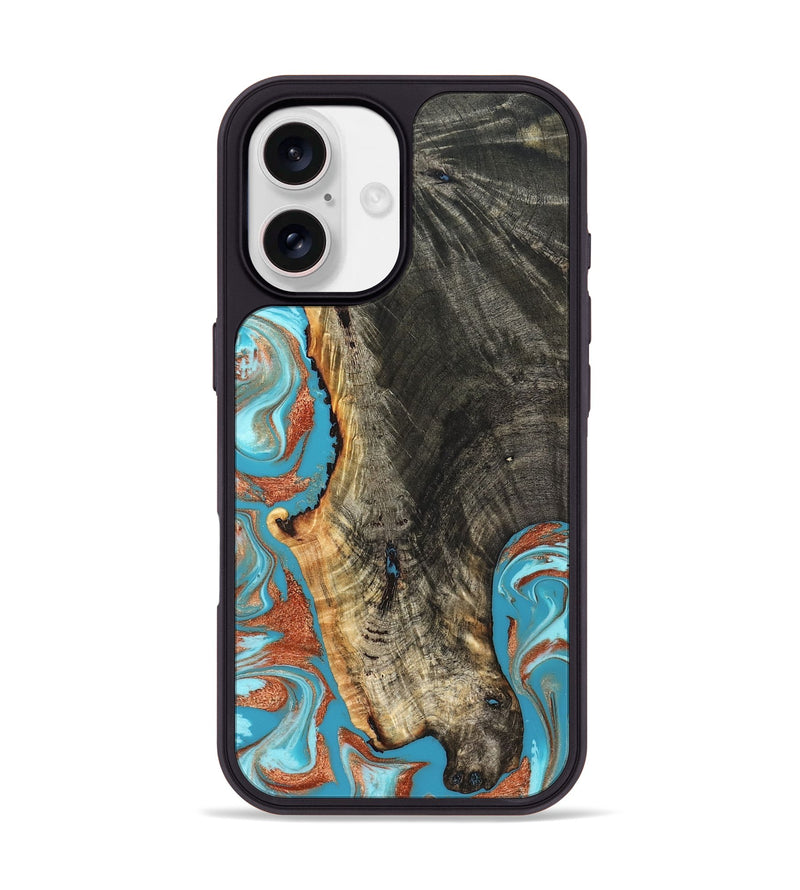 iPhone 17 Wood Phone Case - Bettie (Teal & Gold, 831765)