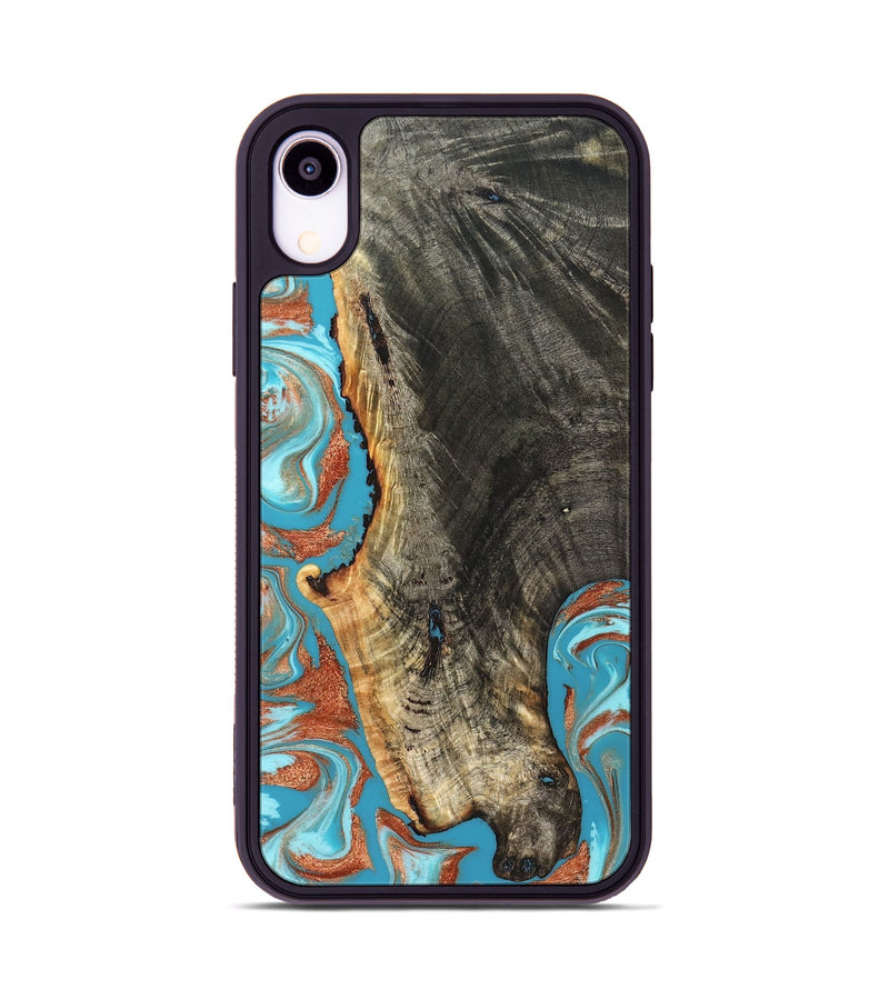 iPhone Xr Wood Phone Case - Bettie (Teal & Gold, 831765)