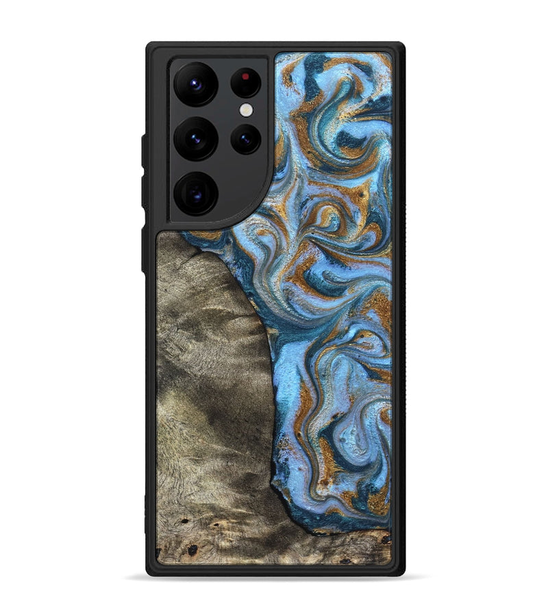 Galaxy S22 Ultra Wood Phone Case - Kelsie (Teal & Gold, 831766)