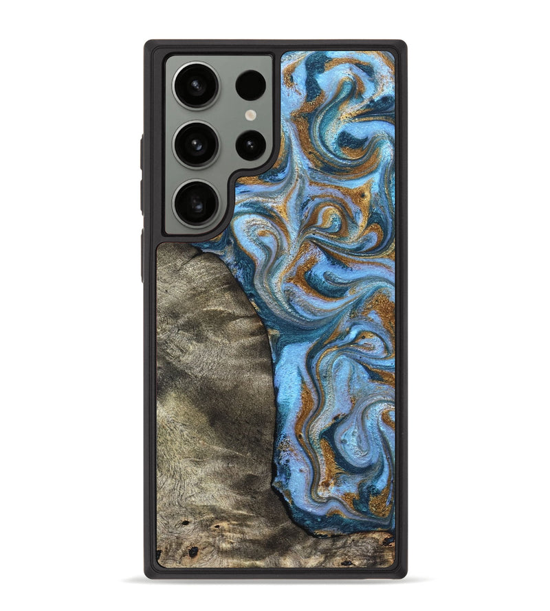 Galaxy S23 Ultra Wood Phone Case - Kelsie (Teal & Gold, 831766)