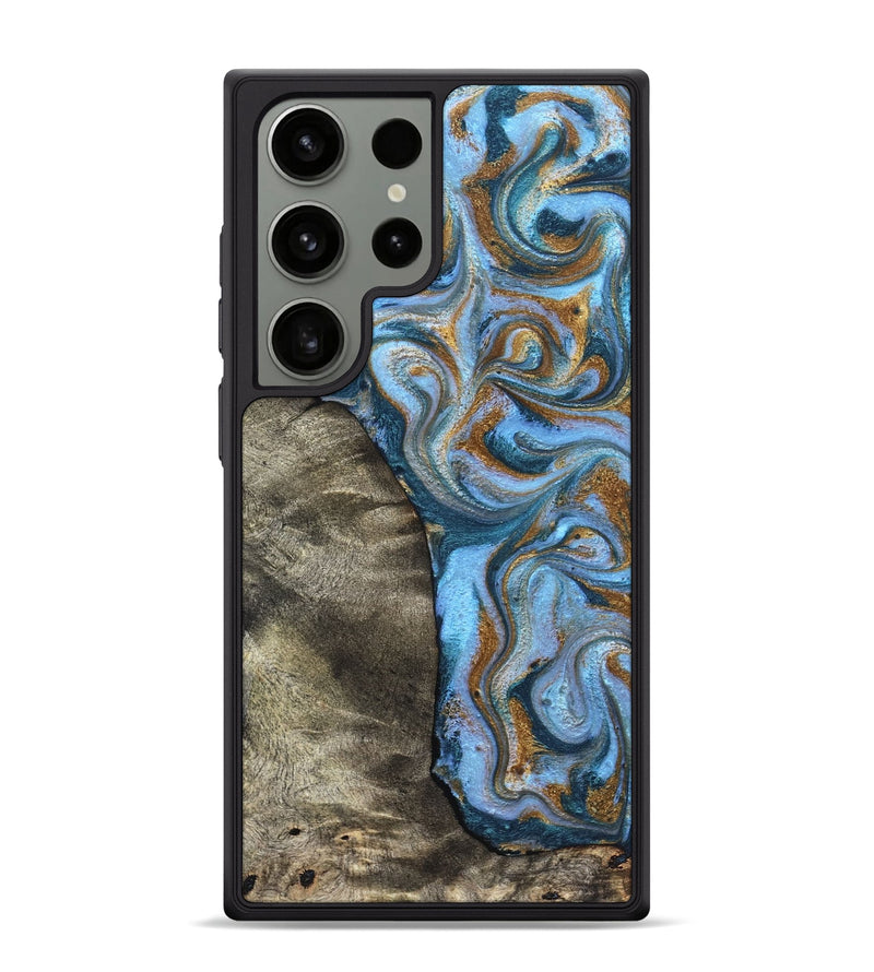 Galaxy S24 Ultra Wood Phone Case - Kelsie (Teal & Gold, 831766)